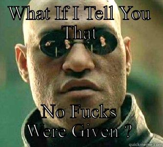 WHAT IF I TELL YOU THAT NO FUCKS WERE GIVEN ? Matrix Morpheus
