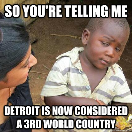 So you're telling me DETROIT IS NOW CONSIDERED A 3RD WORLD COUNTRY  3rd world sceptical kid