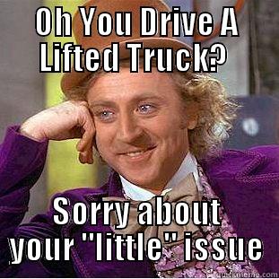 OH YOU DRIVE A LIFTED TRUCK?  SORRY ABOUT YOUR 
