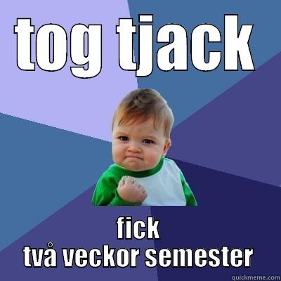 TOG TJACK FICK TVÅ VECKOR SEMESTER Success Kid