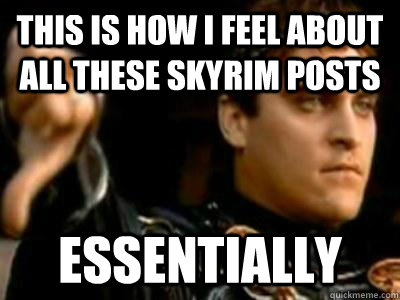 This is how I feel about all these Skyrim posts essentially   Downvoting Roman