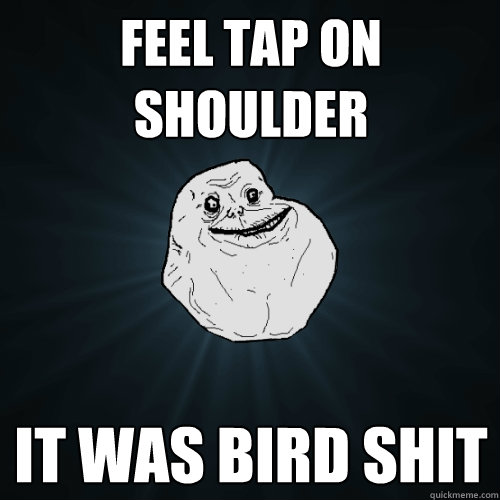 FEEL TAP ON SHOULDER IT WAS BIRD SHIT  Forever Alone