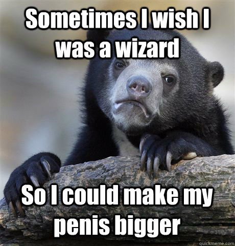 Sometimes I wish I was a wizard So I could make my penis bigger  Confession Bear