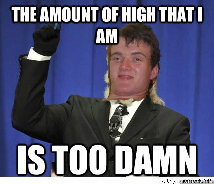 The amount of high that I am  Is too damn  