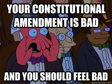 Your constitutional amendment is Bad and YOU SHOULD FEEL BAD  Critical Zoidberg