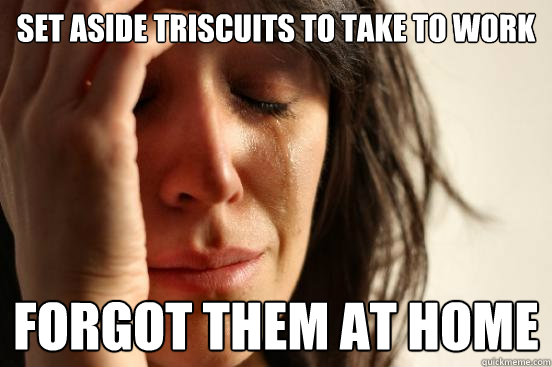 Set aside Triscuits to take to work Forgot them at home  First World Problems