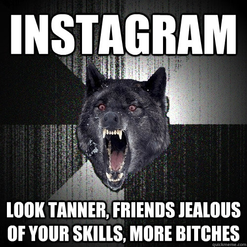 instagram look tanner, friends jealous of your skills, more bitches  Insanity Wolf