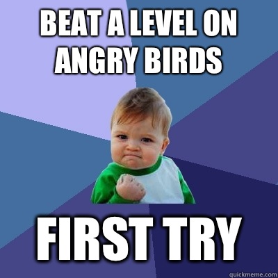 Beat a level on angry birds First try  Success Kid