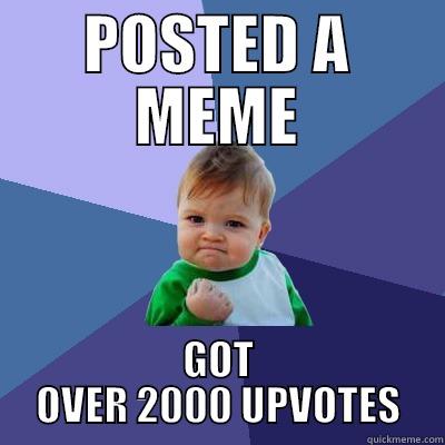 POSTED A MEME GOT OVER 2000 UPVOTES Success Kid