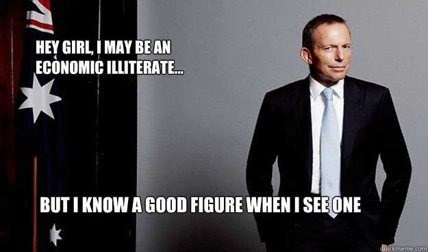 Hey girl, I may be an economic illiterate...
 But I know a good figure when I see one - Hey girl, I may be an economic illiterate...
 But I know a good figure when I see one  Hey Girl Tony Abbott