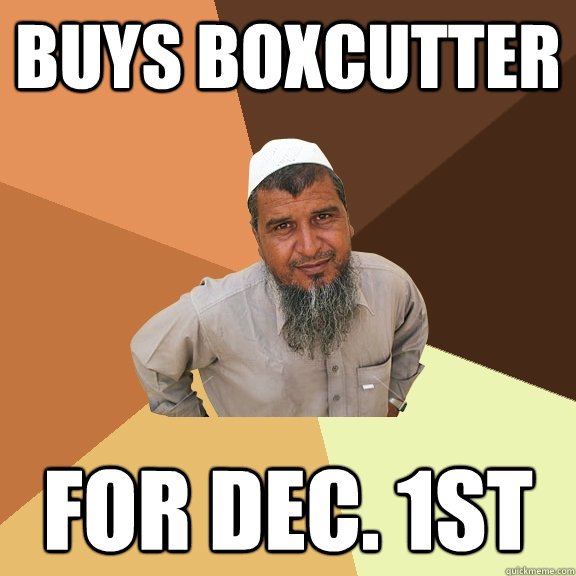 BuYs Boxcutter For Dec. 1st - BuYs Boxcutter For Dec. 1st  Ordinary Muslim Man