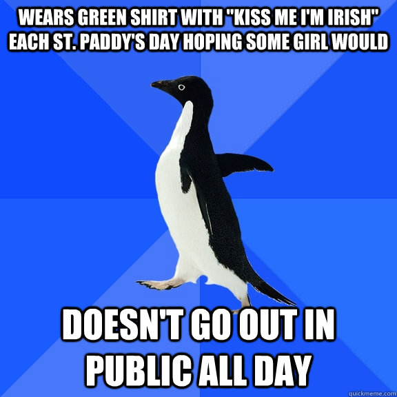 Wears green shirt with 