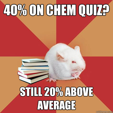 40% on Chem Quiz? Still 20% above average - 40% on Chem Quiz? Still 20% above average  Science Major Mouse