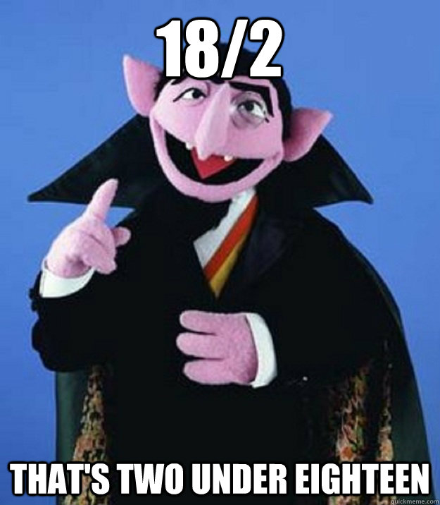 18/2 that's two under eighteen  Counting Hobbits