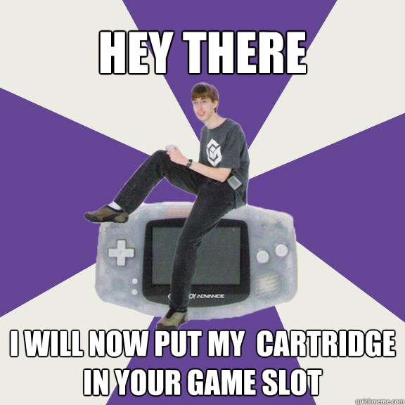 Hey there i will now put my  Cartridge in your game slot  Nintendo Norm
