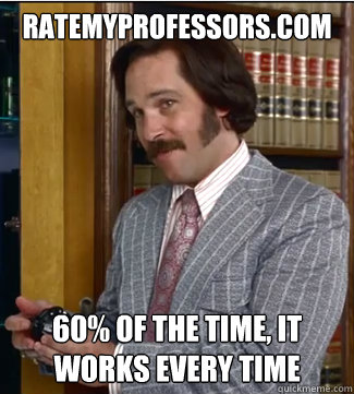 ratemyprofessors.com 60% of the time, it works every time  Sex Panther