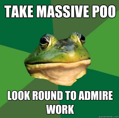 take massive poo look round to admire work  Foul Bachelor Frog