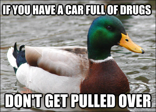 If you have a car full of drugs don't get pulled over  Actual Advice Mallard