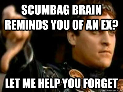 Scumbag brain reminds you of an Ex? Let me help you forget  Downvoting Roman