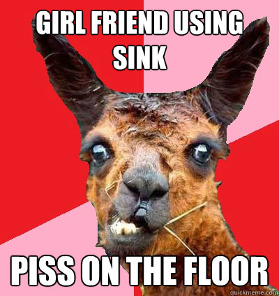 Girl Friend using sink Piss on the floor  