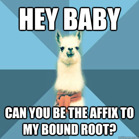 Hey baby Can you be the affix to my bound root?  Linguist Llama