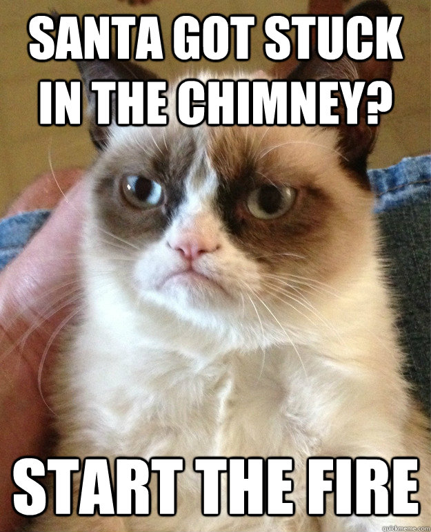 Santa got stuck in the chimney? Start the fire - Santa got stuck in the chimney? Start the fire  Grump Cat