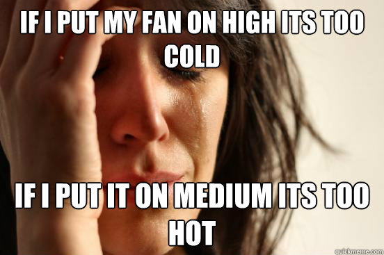 If i put my fan on high its too cold If i put it on medium its too hot  First World Problems
