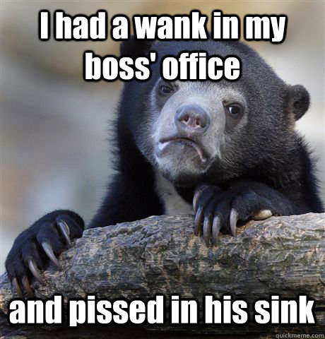 I had a wank in my boss' office and pissed in his sink  Confession Bear