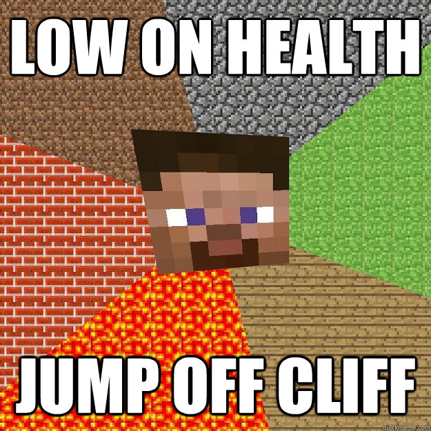 LOW ON HEALTH JUMP OFF CLIFF  Minecraft