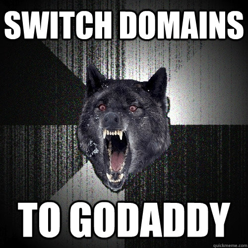 Switch Domains to godaddy  Insanity Wolf