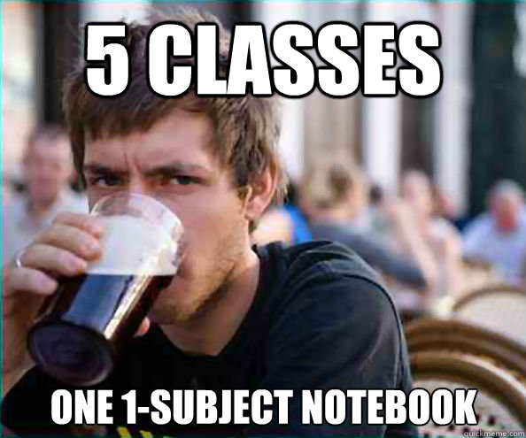 5 classes one 1-subject notebook  Lazy College Senior