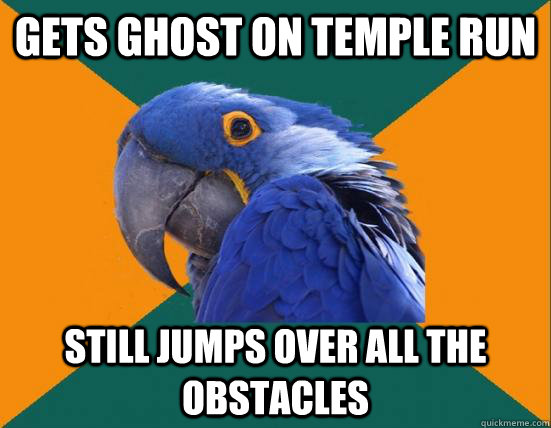 Gets ghost on temple run Still jumps over all the obstacles  Temple Run