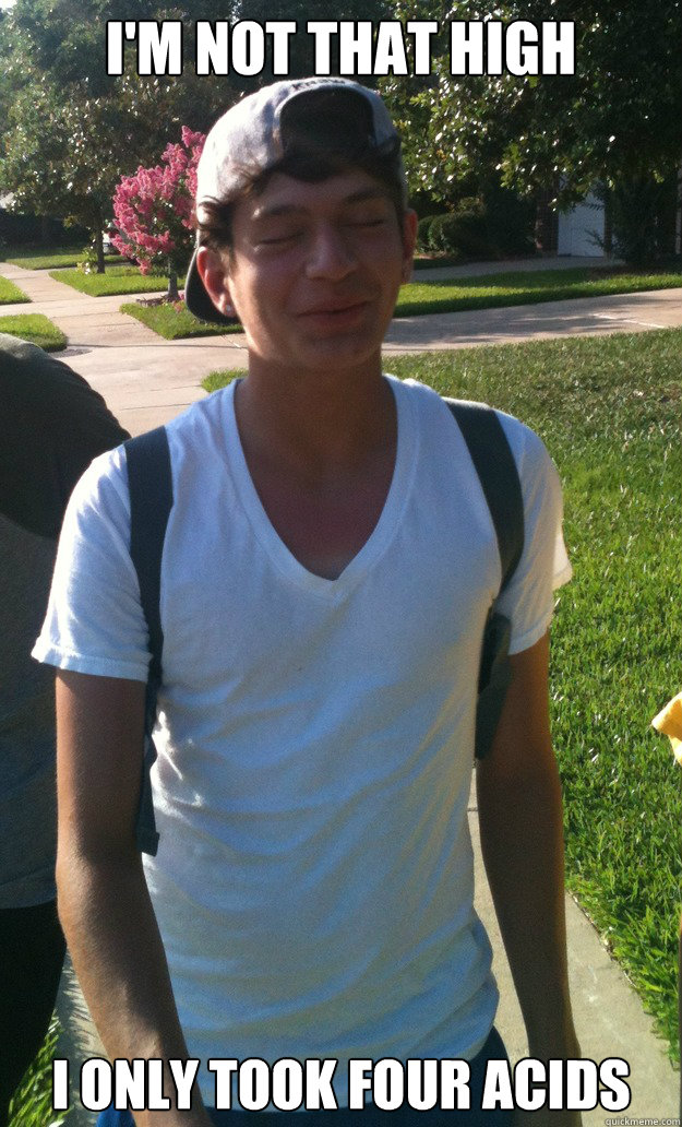 I'm not that high I only took four acids  Silly acid boy