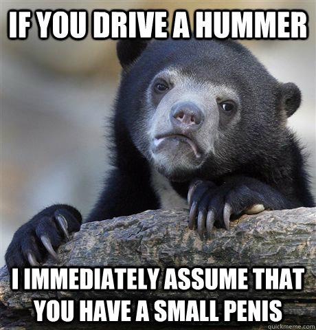 If you drive a hummer i immediately assume that you have a small penis - If you drive a hummer i immediately assume that you have a small penis  Confession Bear