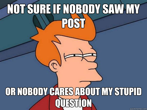 Not sure if nobody saw my post Or nobody cares about my stupid question  Futurama Fry