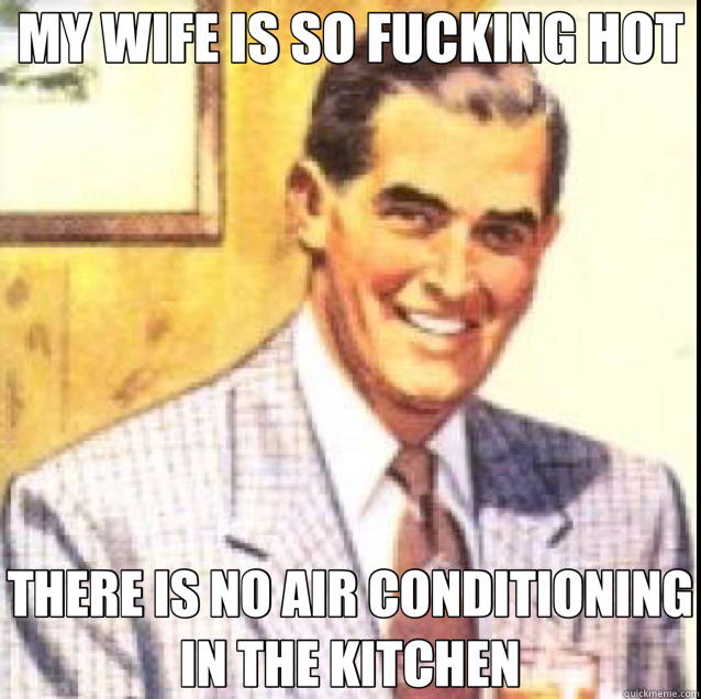 MY WIFE IS SO FUCKING HOT THERE IS NO AIR CONDITIONING IN THE KITCHEN - MY WIFE IS SO FUCKING HOT THERE IS NO AIR CONDITIONING IN THE KITCHEN  Manly Asshole