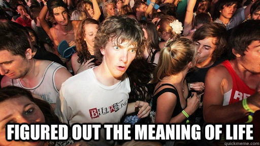  figured out the meaning of life  Sudden Clarity Clarence