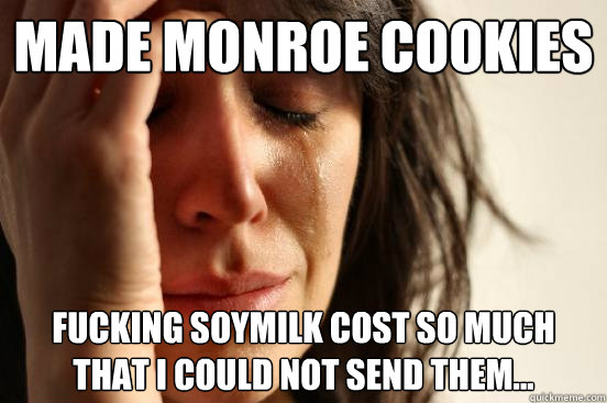 Made Monroe Cookies Fucking soymilk cost so much that I could not send them...  First World Problems