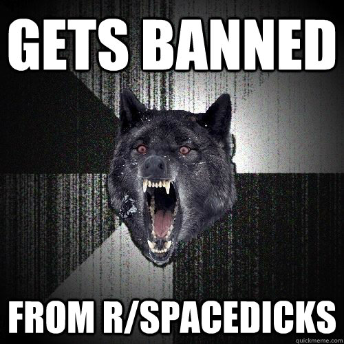 gets banned from r/spacedicks  Insanity Wolf