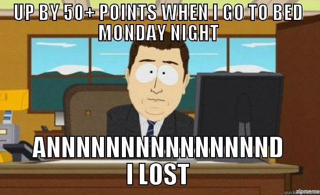 Tuesday Blues - UP BY 50+ POINTS WHEN I GO TO BED MONDAY NIGHT ANNNNNNNNNNNNNNND I LOST aaaand its gone