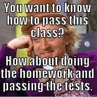 YOU WANT TO KNOW HOW TO PASS THIS CLASS? HOW ABOUT DOING THE HOMEWORK AND PASSING THE TESTS. Condescending Wonka