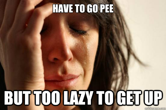 Have to go pee but too lazy to get up   First World Problems