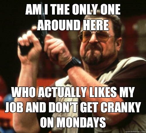 Am i the only one around here Who actually likes my job and don't get cranky on Mondays  Am I The Only One Around Here