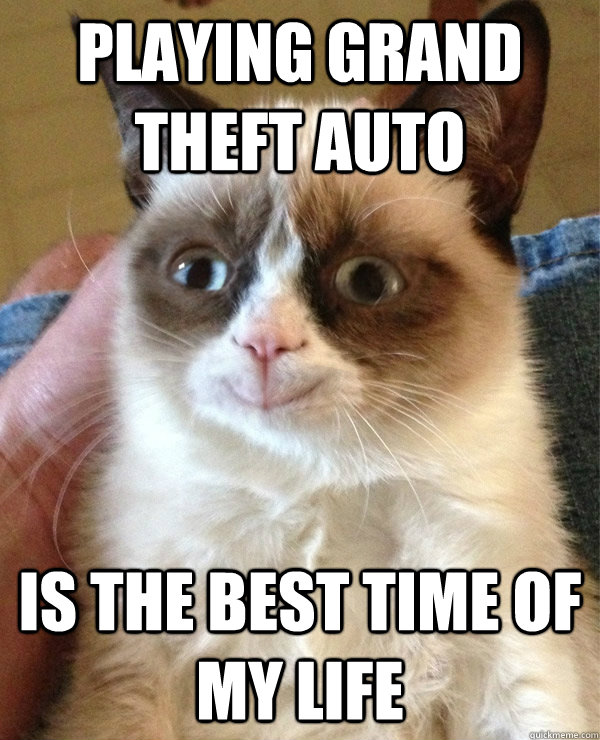 Playing grand theft auto is the best time of my life - Playing grand theft auto is the best time of my life  Grumpycat the happy