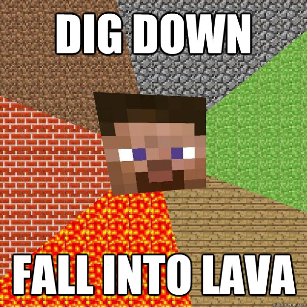 dig down fall into lava - dig down fall into lava  Minecraft