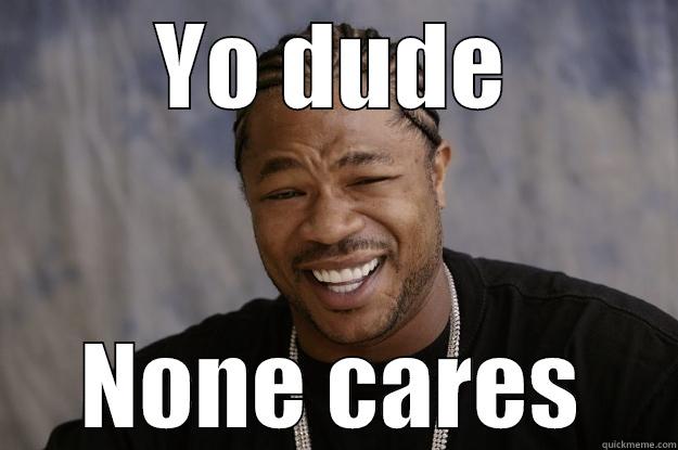 none cares - YO DUDE NONE CARES Xzibit meme