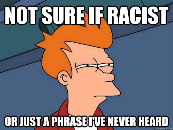 Not sure if racist Or just a phrase i've never heard  Futurama Fry