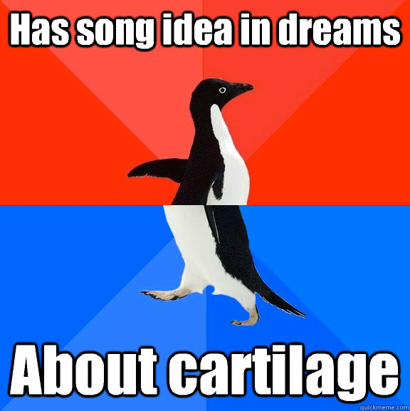 Has song idea in dreams About cartilage  Socially Awesome Awkward Penguin