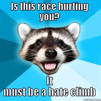 Hate climb - IS THIS RACE HURTING YOU? IT MUST BE A HATE CLIMB Lame Pun Coon