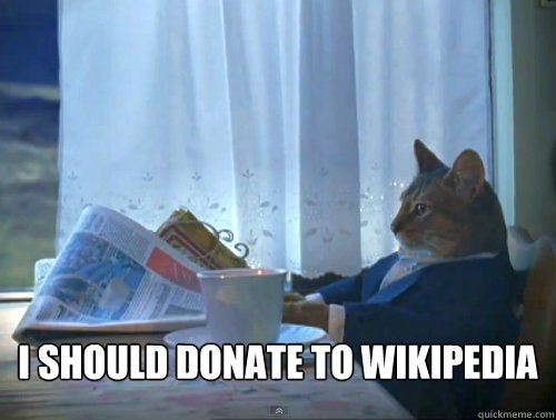  I should donate to wikipedia  The One Percent Cat